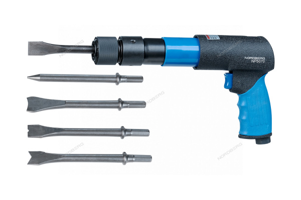 Пневмозубило 250 мм, с комплектом насадок и быстросъемным держателем np5070