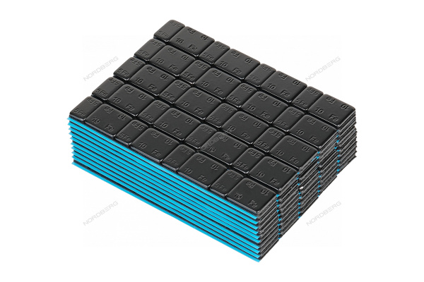 Грузики самоклеящиеся (4х5 г+4х10 г, L=14 см) Fe закругленные черные, 50 лент w510fr4b