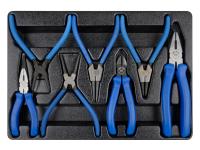 Набор съемников стопорных колец, плоскогубцев и бокорезов,7 предметов ложемент, king tony 9-40207gp