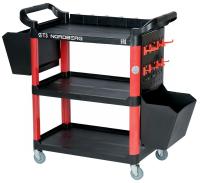 Тележка инструментальная, 3 пластиковые полки, красная t3