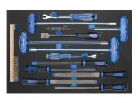 Набор напильников, торцевых отверток, съемники клипс и металлическая щетка, ложемент, 13 предметов king tony 9-90413tqv