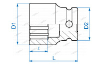 Головка торцевая ударная двенадцатигранная 1/2, 26 мм 453026m