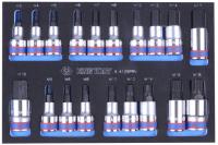 KING TONY Набор торцевых насадок HEX и SPLINE, ложемент, 19 предметов 9-4129prv