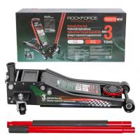 Домкрат подкатной гидравлический 3 т усиленный низкопрофильный (2 поршня, резиновая накладка,h min75мм,h max510,черно-зеленый) rf-t830018new