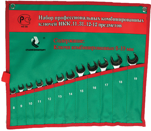 Набор комбинированных гаечных ключей СТАНКОИМПОРТ, НКК.11.31.12 нкк.11.31.12