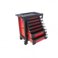 Тележка инструментальная 7-и полочная(красная) с пластиковой защитой корпуса+2боковые перфорации,460х770х980(полки:65х400х530-5шт,140х400х530мм-2шт) fk-1141117ar