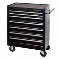 Тележка инструментальная 7-ми полочная, 670х620х330 (полки:505х280х30-2шт, 505х280х80-5шт, прорезиненные вкладки в полки и на рабочий стол-8шт)черная kt-11471137(15461)