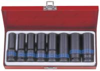 Набор ударных глубоких торцевых головок 1/2inch (Дюйм), шестигранные, 12-24 мм, 8 предметов king tony 4410mp01