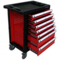 Тележка инструментальная 7-и полочная(красная) укомплектованная инструментом 220пр с пластиковой защитой корпуса+2 боковые перфорации kt-1141217r