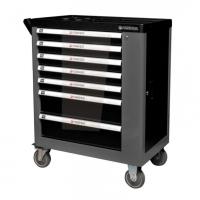 Тележка инструментальная 7-ми полочная (черная), с дополнительной боковой секцией, 600х840х980 (полки:65х400х530-5шт,140х400х530мм-2шт) f-1141127(126)