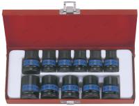 KING TONY Набор ударных торцевых головок 1/2inch (Дюйм), шестигранные, 10-21 мм, 11 предметов 4412mp