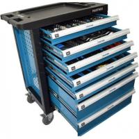 Тележка инструментальная 7-и полочная(синяя) укомплектованная инструментом 220пр с пластиковой защитой корпуса+2 боковые перфорации pa-1141217b
