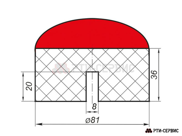 Накладка резиновая с пазом на домкрат подкатной ø81 h36 1073