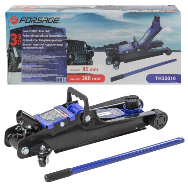 Домкрат подкатной гидравлический 3т низкопрофильный (h min 85мм, h max 380мм) f-th33010