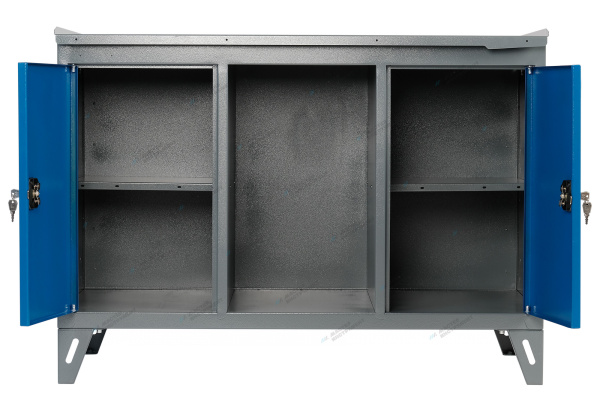 Верстак слесарный трехтумбовый, 2 синие створки nw302 7012/5005