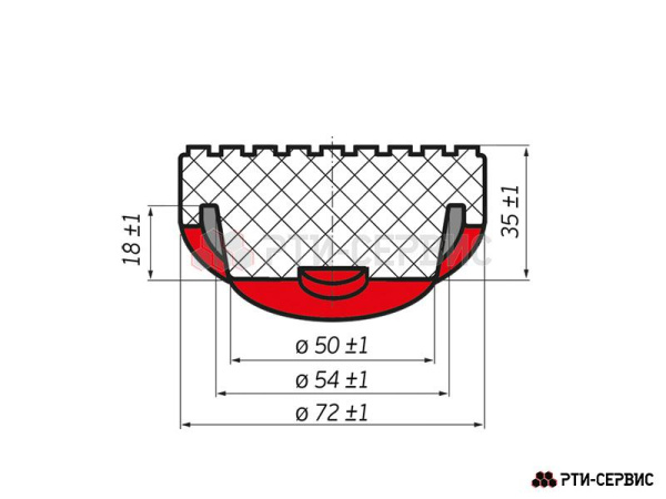 Накладка резиновая на домкрат подкатной ø54 h35 1053