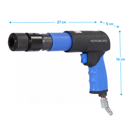 Пневмозубило 250 мм, с комплектом насадок и быстросъемным держателем в кейсе, 20 предметов np5070k1