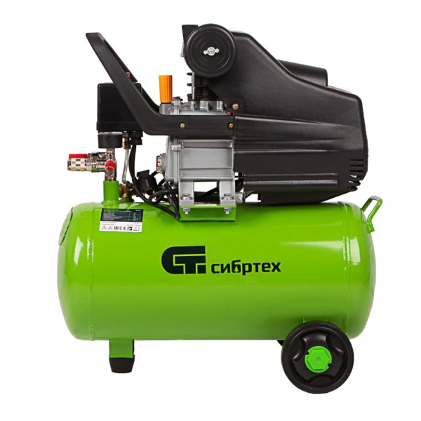 Компрессор воздушный КК-1500/24, 1,5 кВт, 198 л/мин, 24 л, прямой привод, масляный// Сибртех 58037
