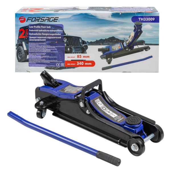 Домкрат подкатной гидравлический 2т низкопрофильный (h min 85мм, h max 340мм) f-th33009