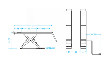 Подъемник ножничный для сход-развала, без заглубления, 4 т, 380 В, синий n634-4b_380