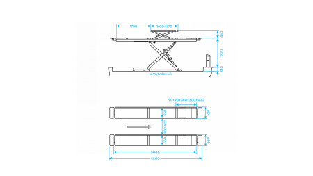 Подъемник ножничный для сход-развала 5,5 т, 380 В, 2 уровня, синий n635-5,5b_380_h