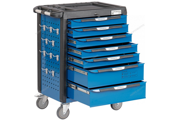 Тележка NORDBERG 7 выдвижных ящиков с набором инструментов TOLSEN BOXER, 157 предметов t7n(b)+tt85415-157