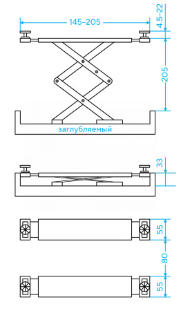 Подъемник ножничный 3,5 т, с встроенными адаптерами для SUV авто, 380 В, синий n631-3,5b_380