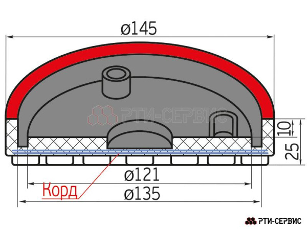 Накладка резиновая для подъемников inch (Дюйм)Ravaglioliinch (Дюйм) max. КОРД 1009к