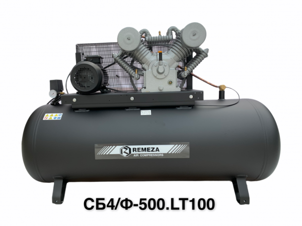 Компрессор поршневой 500.LT100 REMEZA (Белоруссия): 1400 л/мин., 10 бар, ресивер 500 л., 7,5 кВт, 380В, габариты без упак. 2000x615x1250 мм, 340 кг. сб4/ф-500.lt100