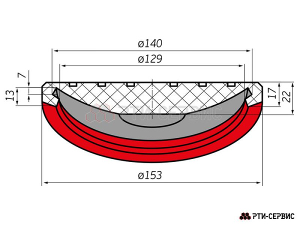 Накладка резиновая на домкрат подкатной ø140 h22 1006