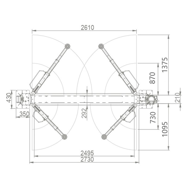 Подъемник двухстоечный электрогидравлический 4т RAL7040/7016, BRIGHT, ALPHA 40 203846