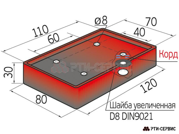 Накладка резиновая для подъемников: Т-4, AE&T, Peak, AMGO, Avik, Fagihi, Nordberg. КОРД 1017к