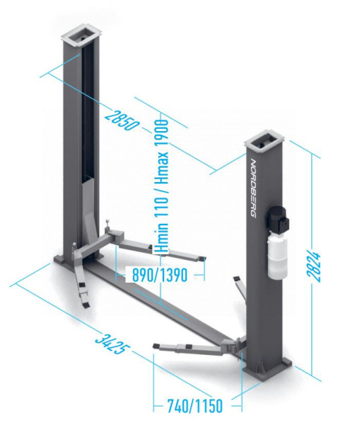 Подъемник двухстоечный 4 т, 380 В n4121b-4t