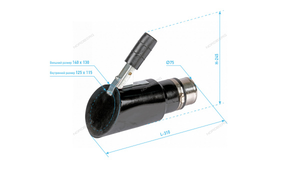Насадка резиновая овальная наклонная на шланг D=75 мм nordberg an075di