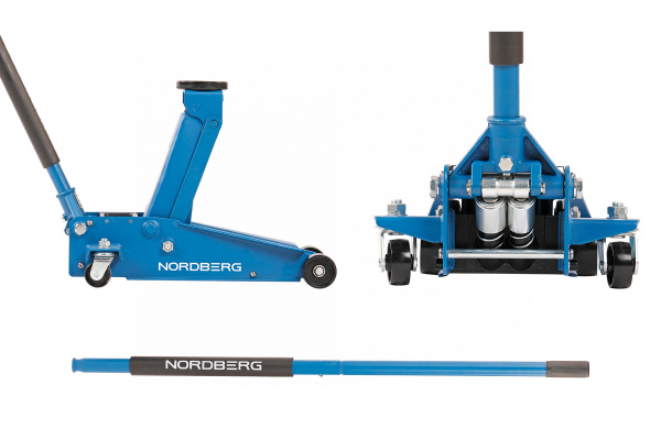 Домкрат подкатной 3 т с резиновой насадкой, быстрый подъем n3203