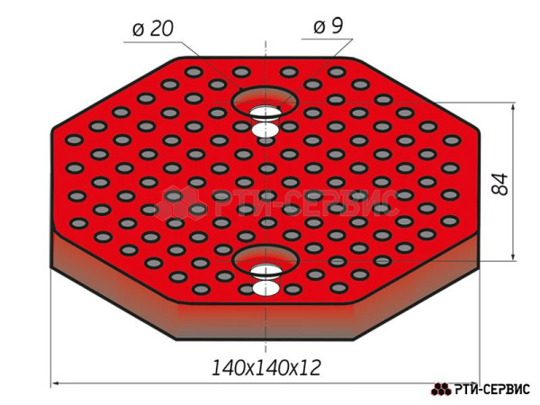 Накладка резиновая восьмигранная для подъемников Т-4, AE&T, Peak, AMGO, Avik, Fagihi, Nordberg 1016