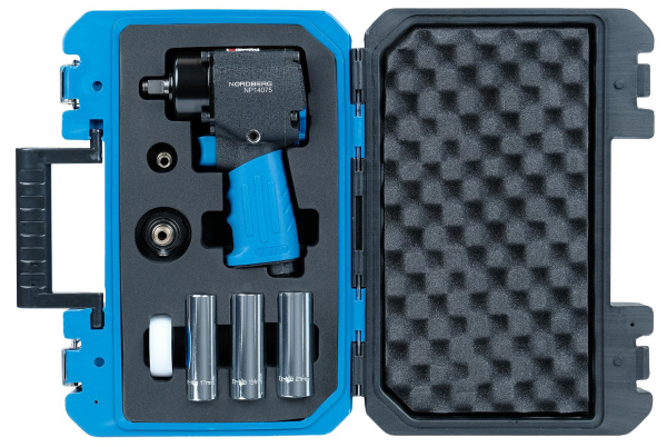 Пневмогайковерт ударный 1/2inch (Дюйм), 680 Нм, укороченный, с тремя головками в кейсе np14075k