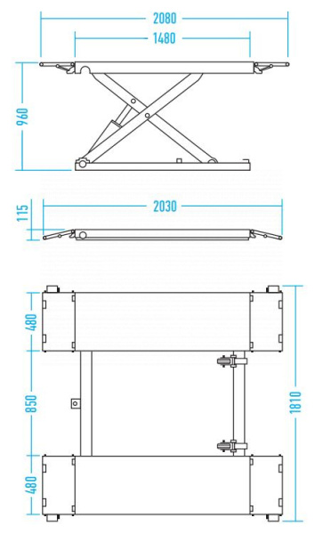 Подъемник ножничный 3 т, 220 В, синий n632-3b_220
