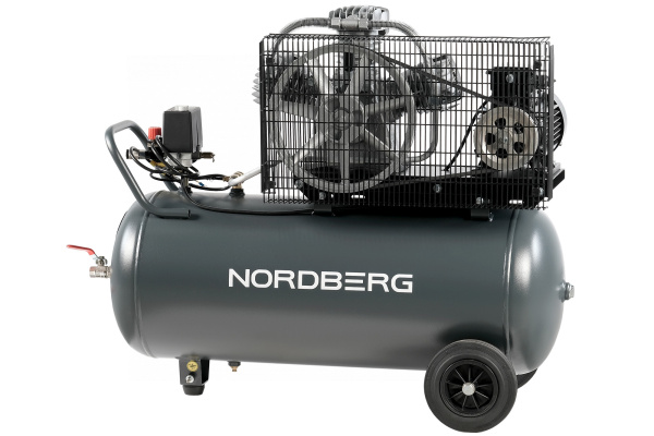 Компрессор поршневой с ременной передачей, 380 В, ресивер 100 л, 580 л/мин ncp100/580