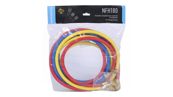 Шланг заправочный для фреона, 1,8 м (комплект 3 шт.) nfh180