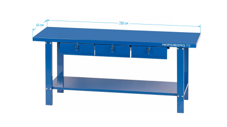 Верстак слесарный, 3 подвесных ящика tt3