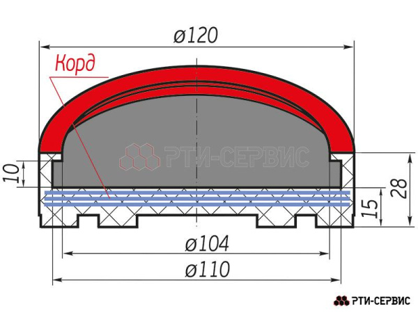 Накладка резиновая для подъемников inch (Дюйм)Ravaglioliinch (Дюйм) mid+. КОРД 1038к
