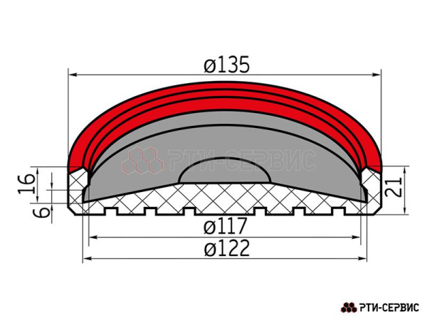 Опора резиновая на домкрат подкатной ø122 h21 1071
