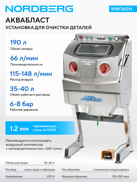 Аквабласт, установка для очистки деталей nw160h