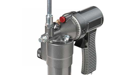 Шприц плунжерный пневматический для густой смазки с быстросъёмным соединением головки на тубу и поворотом рукоятки, 400 мл no3402