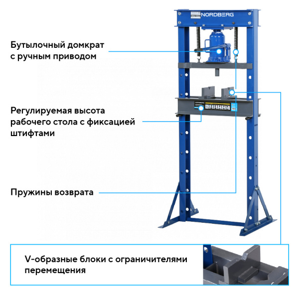 Пресс гидравлический, 20 т, силовое устройство - домкрат n3622jl