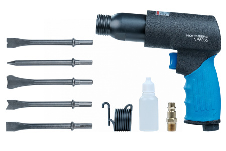 Пневмозубило 190 мм с комплектом насадок np5065