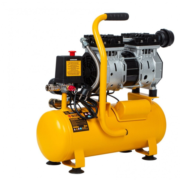 Компрессор DLS650/10 безмаслянный малошумный 650 Вт, 120 л/мин,ресивер 10 л// Denzel 58021