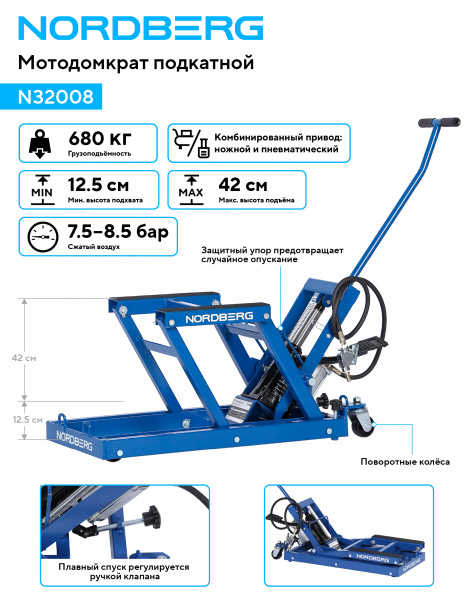 Мотодомкрат подкатной, 680 кг n32008