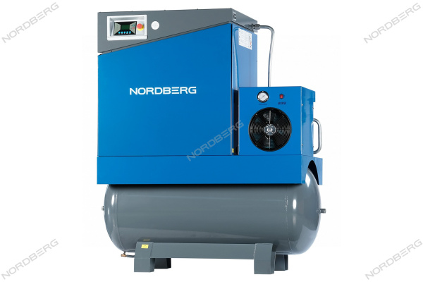 Компрессор винтовой, 15 кВт, ресивер 500 л, 10 бар, 1910 л/мин, осушитель nca20rd